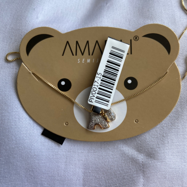 corrente veneziana infantil + pingente cachorrinho zircônia